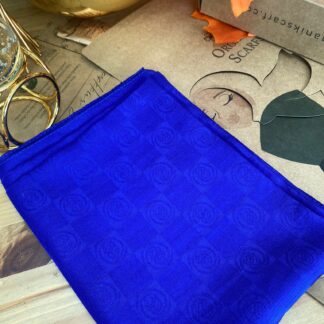 Monogram Desen Pamuk İpek Jakar Şal - Saks - Organic ScarfsOrganic Scarfs