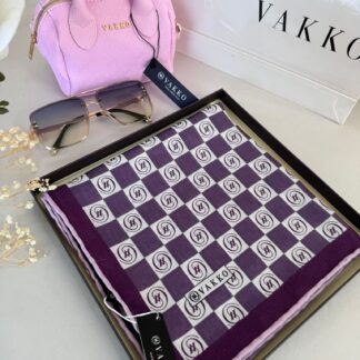 Vakko Dama Desen Pamuk Soft Eşarp 63411 - Mürdüm