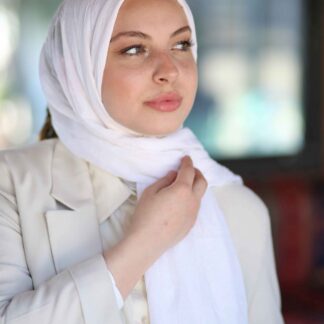 Organic Scarfs Bambu Kraş Şal Modeli - Beyaz - Organic ScarfsOrganic Scarfs