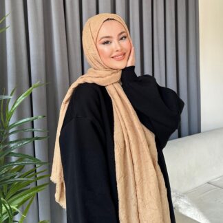 Organic Scarfs Bambu Kraş Şal Modeli - Caramel - Organic ScarfsOrganic Scarfs