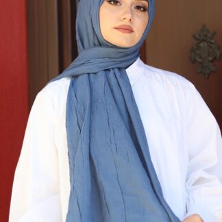 Organic Scarfs Bambu Kraş Şal Modeli - İndigo - Organic ScarfsOrganic Scarfs