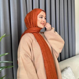 Organic Scarfs Bambu Kraş Şal Modeli - Kiremit - Organic ScarfsOrganic Scarfs