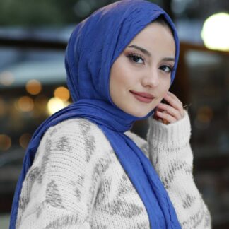 Organic Scarfs Bambu Kraş Şal Modeli - Koyu İndigo - Organic ScarfsOrganic Scarfs