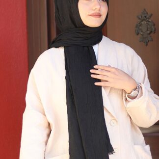 Organic Scarfs Bambu Kraş Şal Modeli - Siyah - Organic ScarfsOrganic Scarfs