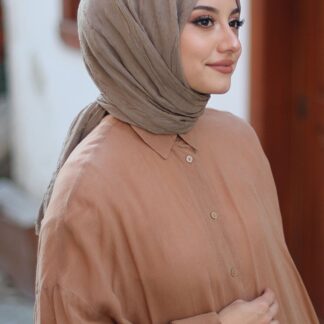 Organic Scarfs Bambu Kraş Şal Modeli - Sütlü Kahve - Organic ScarfsOrganic Scarfs