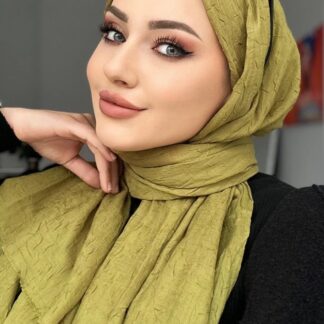 Organic Scarfs Bambu Kraş Şal Modeli - Yağ Yeşili - Organic ScarfsOrganic Scarfs