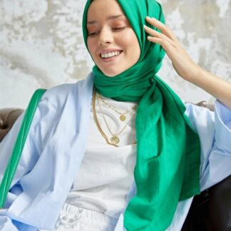 Organic Scarfs Pamuk Kraş Cazz Şal Modeli - Benetton Yeşili
