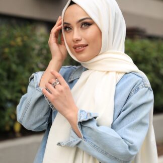 Organic Scarfs Pamuk Kraş Cazz Şal Modeli - Ekru