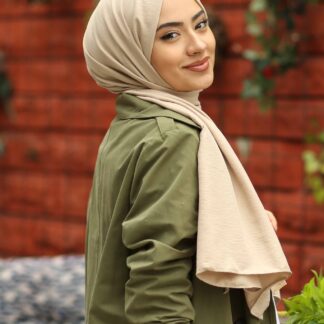 Organic Scarfs Pamuk Kraş Cazz Şal Modeli - Fil Dişi