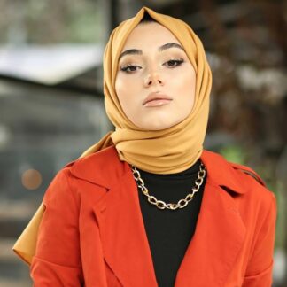 Organic Scarfs Pamuk Kraş Cazz Şal Modeli - Hardal - Organic ScarfsOrganic Scarfs