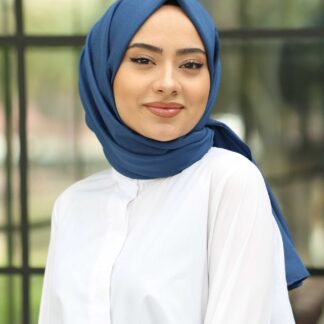 Organic Scarfs Pamuk Kraş Cazz Şal Modeli - İndigo - Organic ScarfsOrganic Scarfs