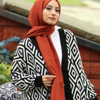 Organic Scarfs Pamuk Kraş Cazz Şal Modeli - Kiremit - Organic ScarfsOrganic Scarfs