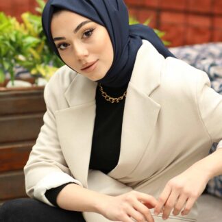 Organic Scarfs Pamuk Kraş Cazz Şal Modeli - Lacivert - Organic ScarfsOrganic Scarfs