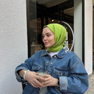 Organic Scarfs Pamuk Kraş Cazz Şal Modeli - Lime - Organic ScarfsOrganic Scarfs