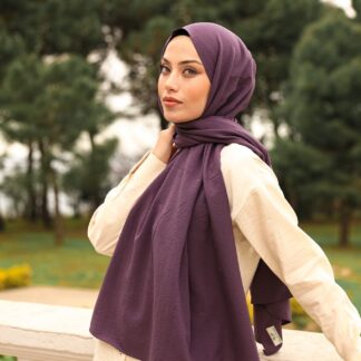 Organic Scarfs Pamuk Kraş Cazz Şal Modeli - Mor - Organic ScarfsOrganic Scarfs