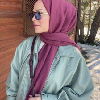 Organic Scarfs Pamuk Kraş Cazz Şal Modeli - Mürdüm Eriği - Organic ScarfsOrganic Scarfs