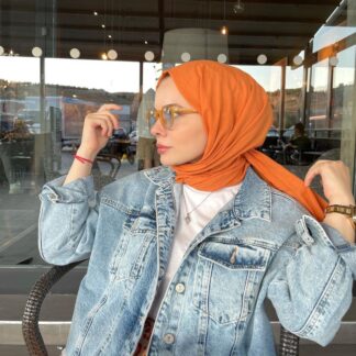 Organic Scarfs Pamuk Kraş Cazz Şal Modeli - Oranj - Organic ScarfsOrganic Scarfs