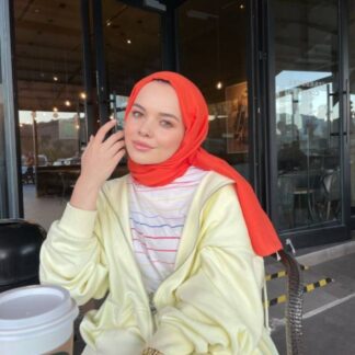 Organic Scarfs Pamuk Kraş Cazz Şal Modeli - Oranj - Organic ScarfsOrganic Scarfs