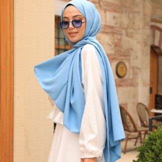 Organic Scarfs Pamuk Kraş Cazz Şal Modeli - Tebeşir mavi