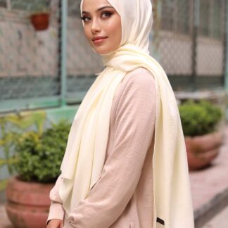 Organic Scarfs Pamuk Kraş Cazz Şal Modeli - Vanilya - Organic ScarfsOrganic Scarfs