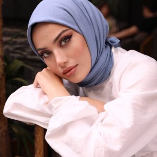 Organic Scarfs Pamuk Kraş Eşarp - Mavi - Organic ScarfsOrganic Scarfs