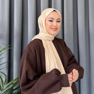 Organic Scarfs Tesettür Penye Şal Hijap Modeli - Bej - Organic ScarfsOrganic Scarfs