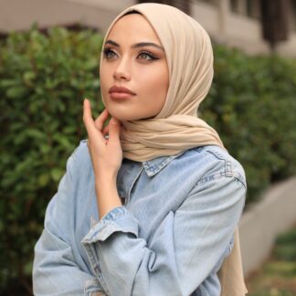 Organic Scarfs Tesettür Penye Şal Hijap Modeli - Bej - Organic ScarfsOrganic Scarfs