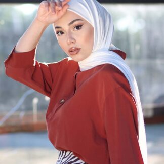 Organic Scarfs Tesettür Penye Şal Hijap Modeli - Beyaz - Organic ScarfsOrganic Scarfs