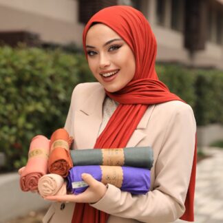 Organic Scarfs Tesettür Penye Şal Hijap Modeli - Kiremit - Organic ScarfsOrganic Scarfs