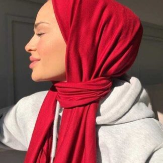 Organic Scarfs Tesettür Penye Şal Hijap Modeli - Kırmızı - Organic ScarfsOrganic Scarfs