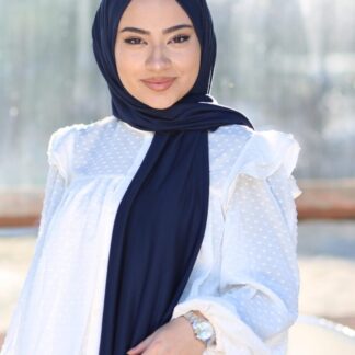 Organic Scarfs Tesettür Penye Şal Hijap Modeli - Lacivert - Organic ScarfsOrganic Scarfs