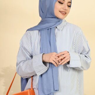 Organic Scarfs Tesettür Penye Şal Hijap Modeli - Mavi - Organic ScarfsOrganic Scarfs