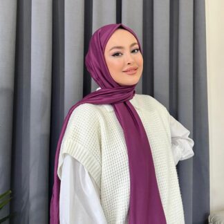 Organic Scarfs Tesettür Penye Şal Hijap Modeli - Mor - Organic ScarfsOrganic Scarfs