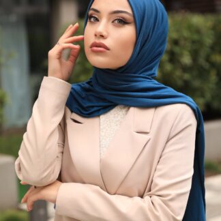 Organic Scarfs Tesettür Penye Şal Hijap Modeli - Petrol Mavisi - Organic ScarfsOrganic Scarfs