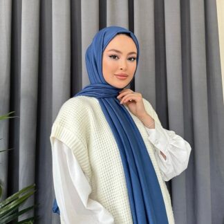 Organic Scarfs Tesettür Penye Şal Hijap Modeli - Petrol - Organic ScarfsOrganic Scarfs