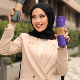Organic Scarfs Tesettür Penye Şal Hijap Modeli - Siyah - Organic ScarfsOrganic Scarfs