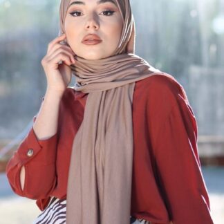 Organic Scarfs Tesettür Penye Şal Hijap Modeli - Vizon - Organic ScarfsOrganic Scarfs