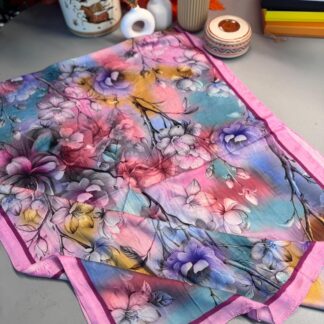 Flowers Kraş Desenli Şal - ŞL100234- Pamuk Şekeri