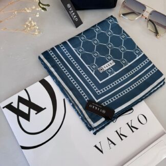 Vakko Monogram Desen Pamuk Soft Eşarp 21510 - Petrol