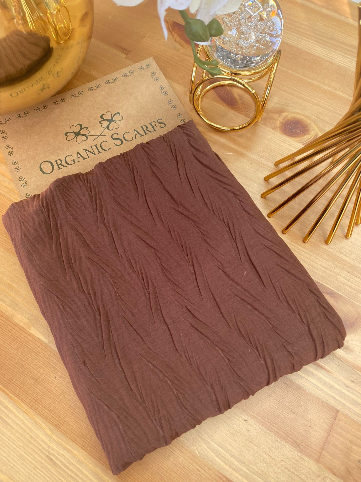 Pliseli Ağaç Kabuğu Şal - Kahverengi - Organic ScarfsOrganic Scarfs