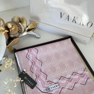 Vakko Şerit Desen Pamuk Soft Eşarp 14589 - Pudra