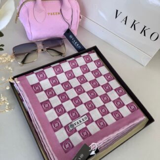 Vakko Dama Desen Pamuk Soft Eşarp 63411 - Pudra