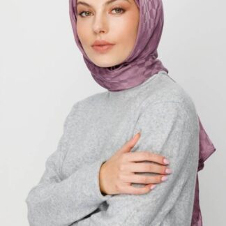 Qoza Desen İpeksi Jakar Şal - Mürdüm - Organic ScarfsOrganic Scarfs