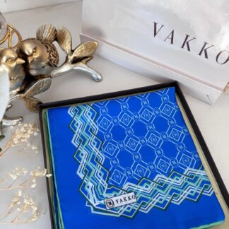 Vakko Şerit Desen Pamuk Soft Eşarp 14589 - Saks