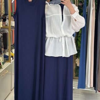 Sıfır Kol Elbise L1002220 - Lacivert