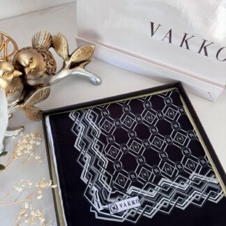 Vakko Şerit Desen Pamuk Soft Eşarp 14589 - Siyah