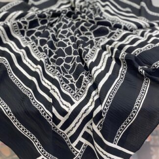 Siyah Beyaz Eşarp - Geometrik Desen - Organic ScarfsOrganic Scarfs