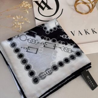 Vakko Zincir Desen Soft Eşarp 610146 - Siyah Gri