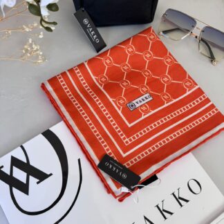 Vakko Monogram Desen Pamuk Soft Eşarp 21510 - Turuncu