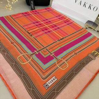 Vakko Ekose Desen Pamuk Soft Eşarp 68190 - Turuncu